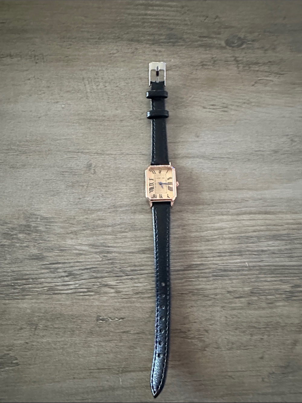 Classic Black dainty Leather Strap Watch with  Gold Case